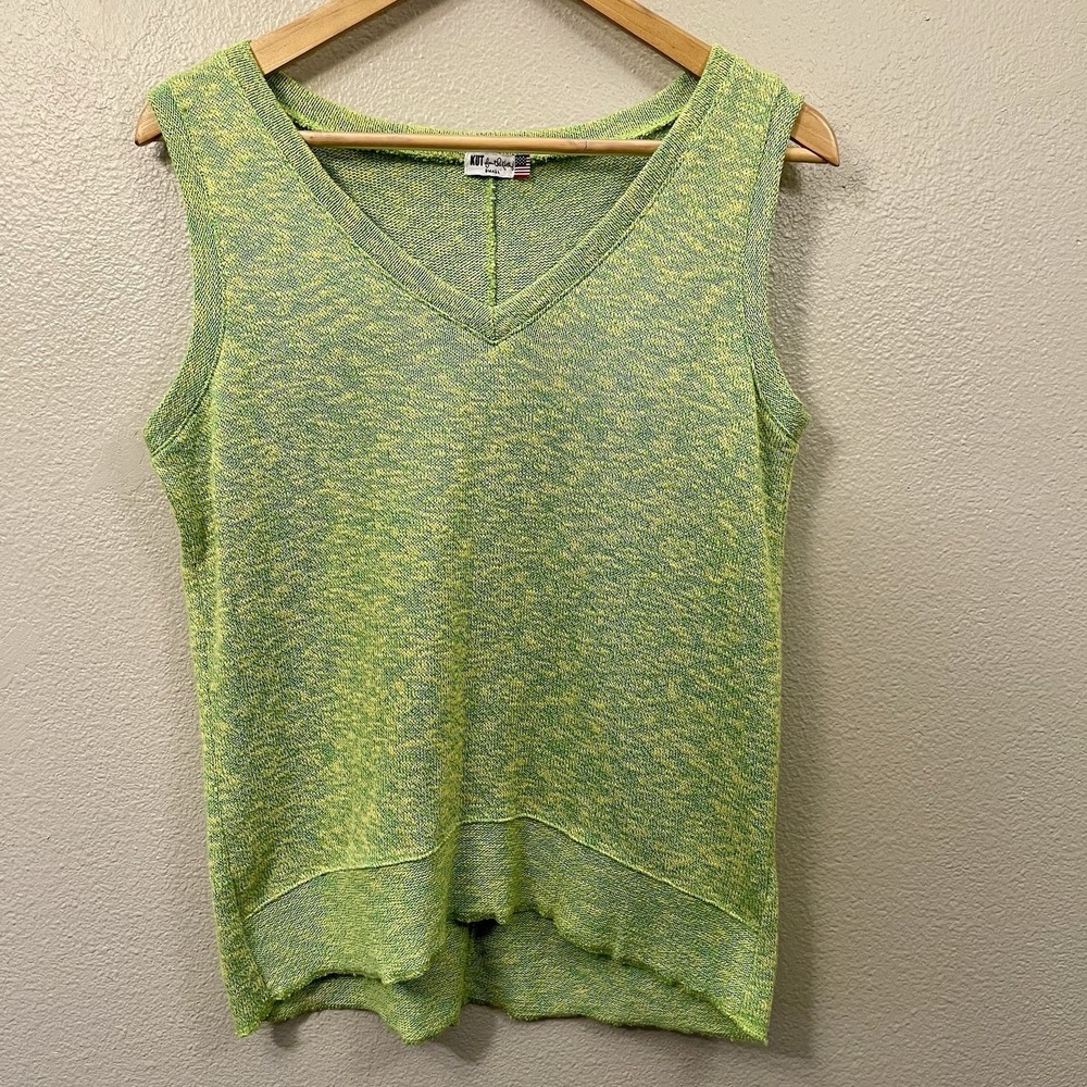 Kut From The Kloth Colorful Summer Knit Top Yellow Green Sleevless Oversized S